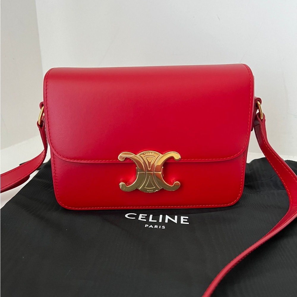 Celine triomphe teen red crossbody never used